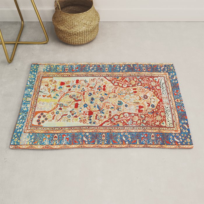 Antique Persian Garden Rug With Birds Print Rug Gallery Image 1