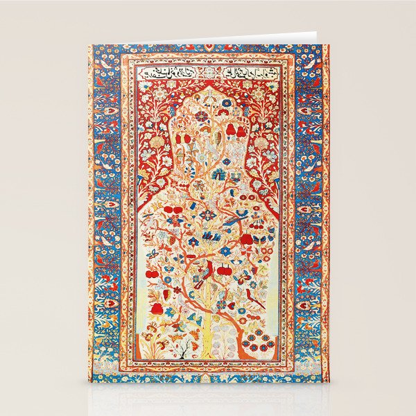 Antique Persian Garden Rug With Birds Print Stationery Card Gallery Image 2