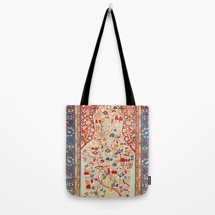 Antique Persian Garden Rug With Birds Print Tote Bag Gallery Image 2