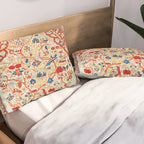 Antique Persian Garden Rug With Birds Print Pillow Sham Gallery Image 2