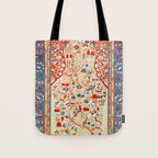 Antique Persian Garden Rug With Birds Print Tote Bag Gallery Image 1