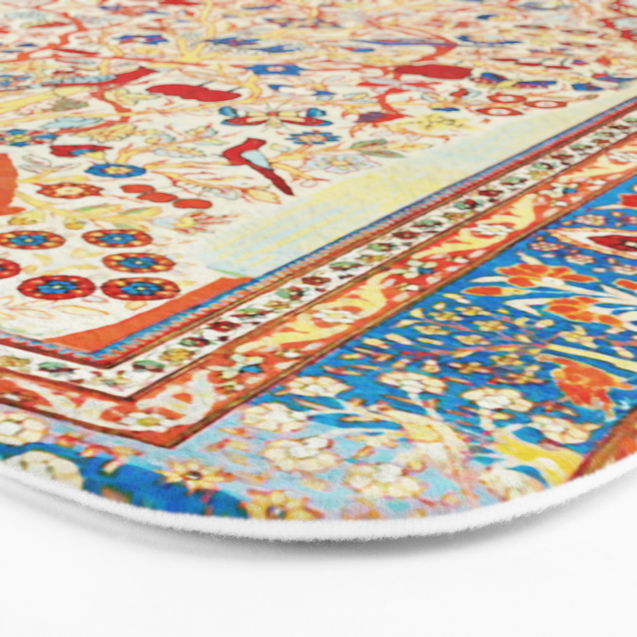 Antique Persian Garden Rug With Birds Print Bath Mat Gallery Image 3