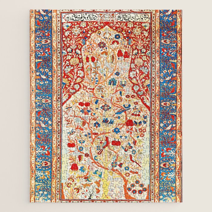 Antique Persian Garden Rug With Birds Print Jigsaw Puzzle Gallery Image 1