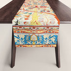 Antique Persian Garden Rug With Birds Print Table Runner Gallery Image 1