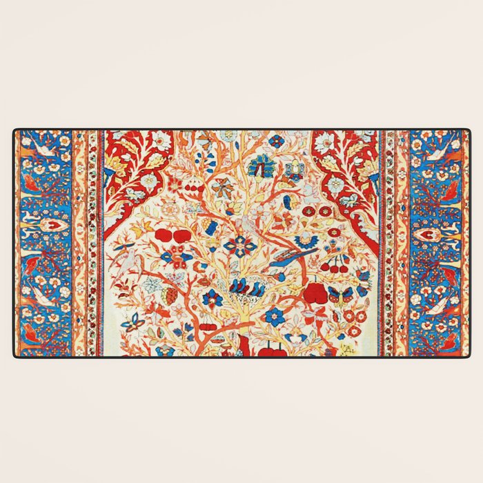 Antique Persian Garden Rug With Birds Print Desk Mat Gallery Image 3