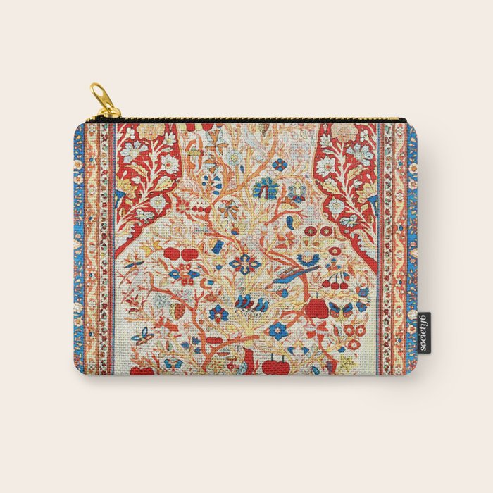 Antique Persian Garden Rug With Birds Print Carry All Pouch Gallery Image 1