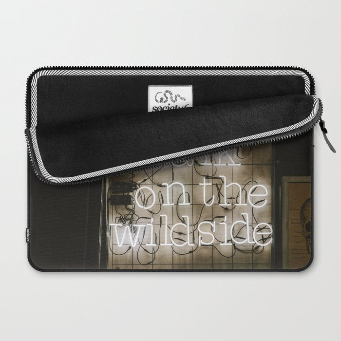 Hey Baby Take a Walk on the Wild Side -  70s Lou Reed quote street art neon retro typography Laptop Sleeve Gallery Image 2