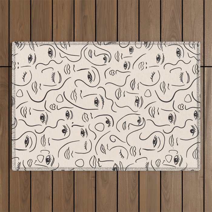 Abstract Faces Outdoor Rug Gallery Image 1