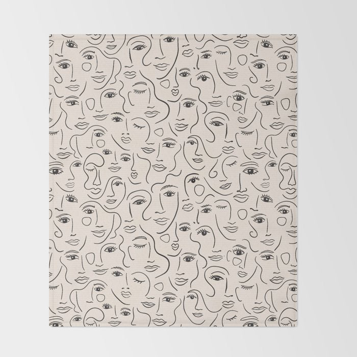 Abstract Faces Throw Blanket Gallery Image 2