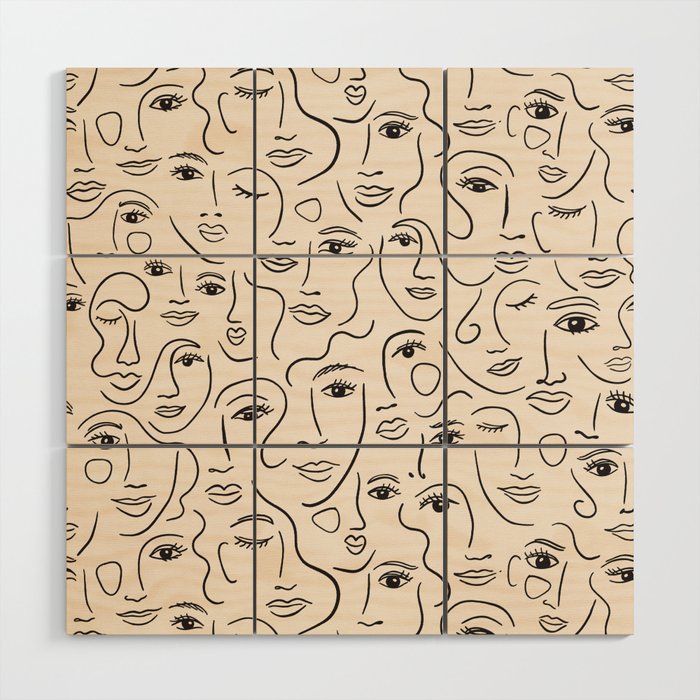 Abstract Faces Wood Wall Art Gallery Image 1
