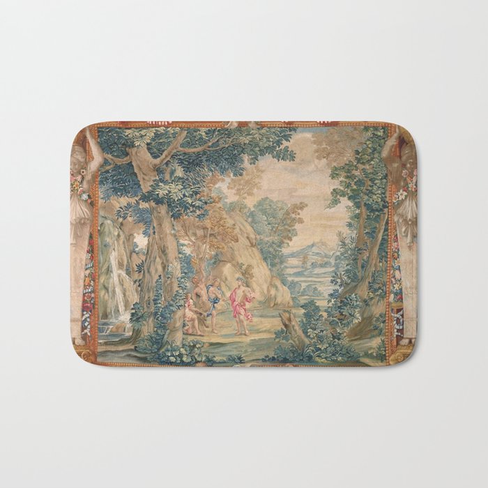 Antique 17th Century Romantic Mythological Garden Italian Tapestry Bath Mat Gallery Image 1