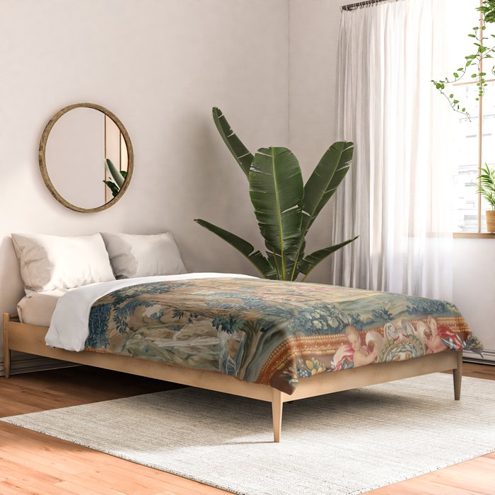 Antique 17th Century Romantic Mythological Garden Italian Tapestry Comforter Gallery Image 2