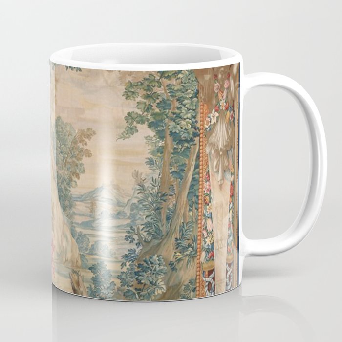 Antique 17th Century Romantic Mythological Garden Italian Tapestry Coffee Mug Gallery Image 1