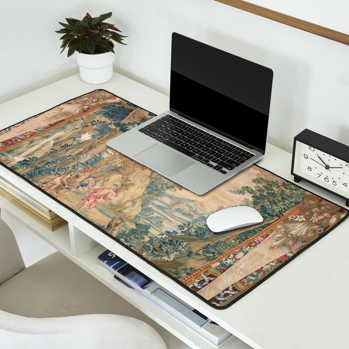 Antique 17th Century Romantic Mythological Garden Italian Tapestry Desk Mat Gallery Image 2
