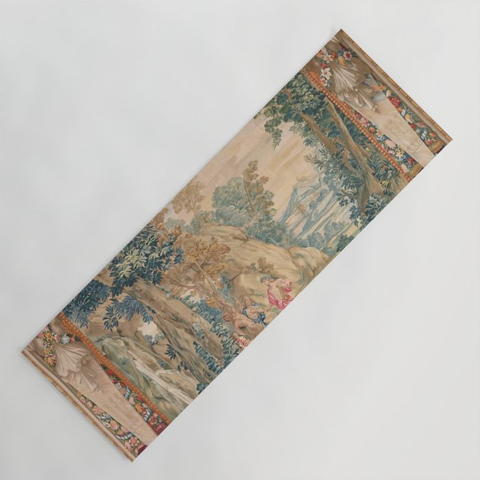 Antique 17th Century Romantic Mythological Garden Italian Tapestry Yoga Mat Gallery Image 1