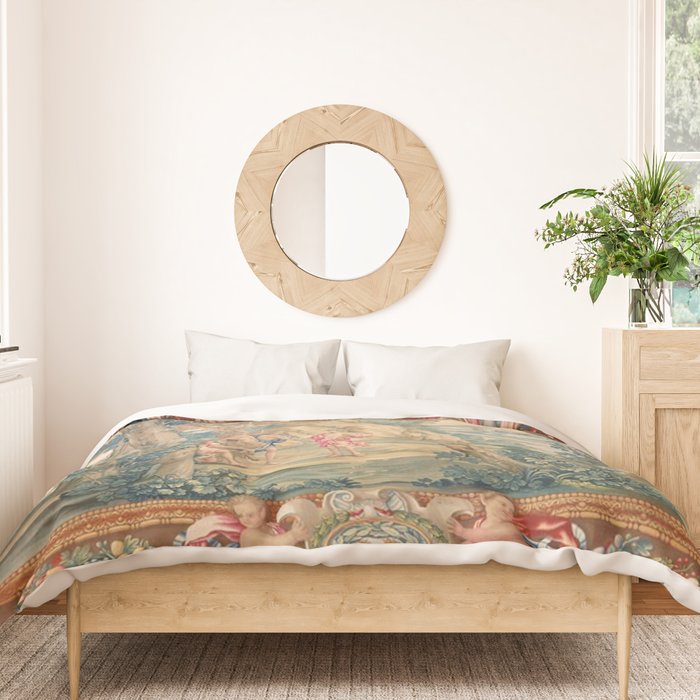 Antique 17th Century Romantic Mythological Garden Italian Tapestry Duvet Cover Gallery Image 3