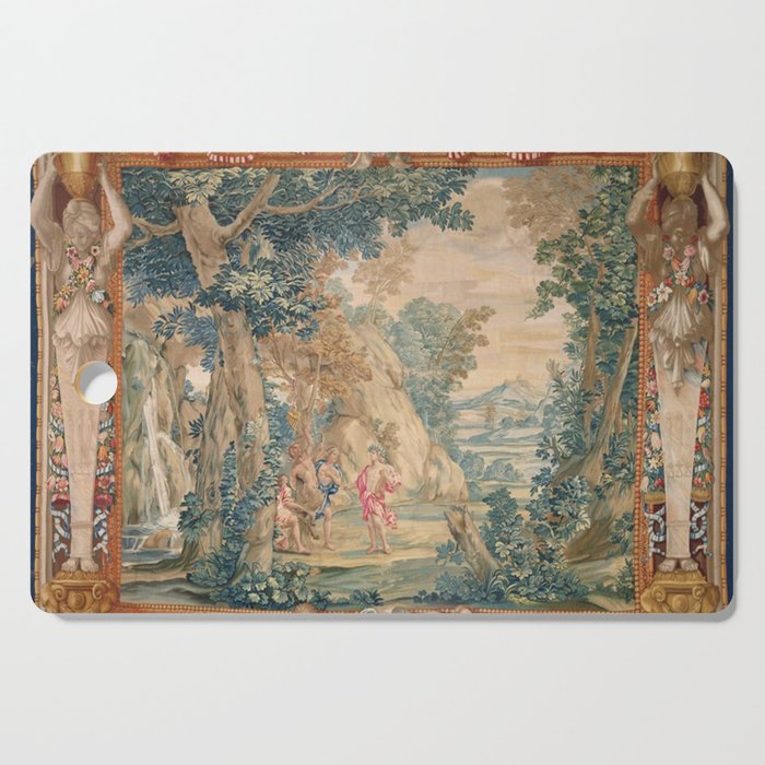 Antique 17th Century Romantic Mythological Garden Italian Tapestry Cutting Board Gallery Image 1
