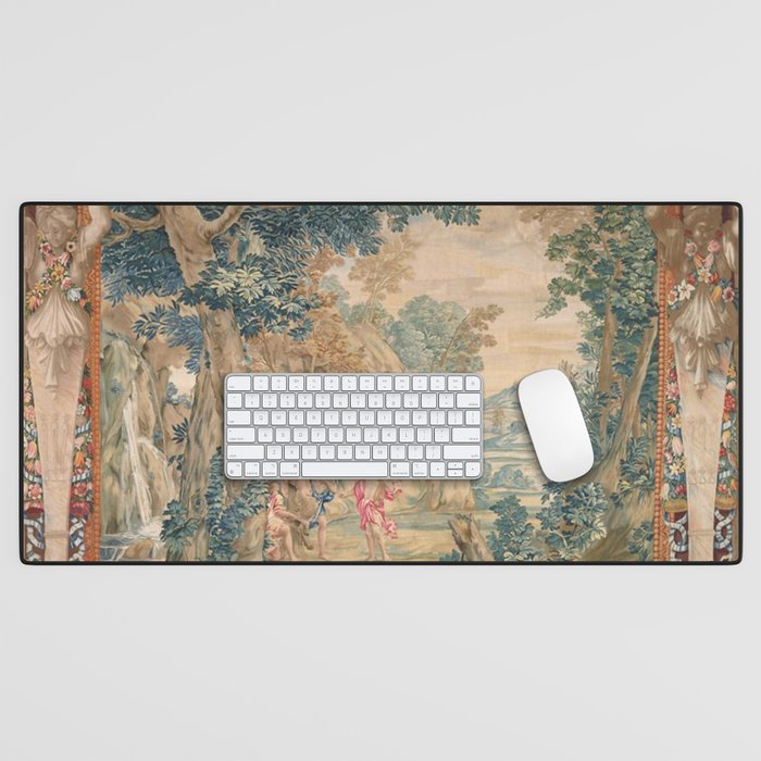 Antique 17th Century Romantic Mythological Garden Italian Tapestry Desk Mat Gallery Image 1