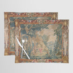 Antique 17th Century Romantic Mythological Garden Italian Tapestry Placemat Gallery Image 1