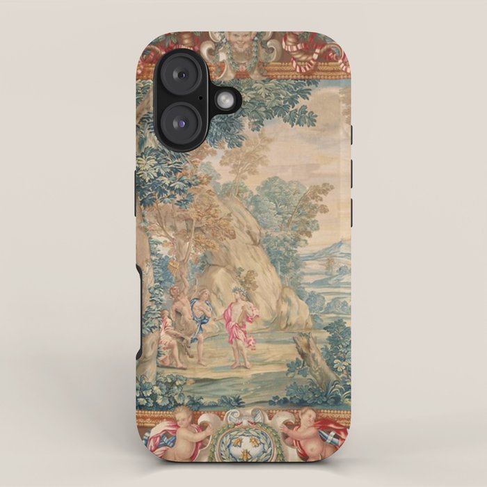 Antique 17th Century Romantic Mythological Garden Italian Tapestry iPhone Case Gallery Image 1