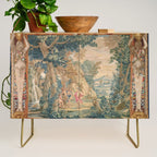 Antique 17th Century Romantic Mythological Garden Italian Tapestry Credenza Gallery Image 1