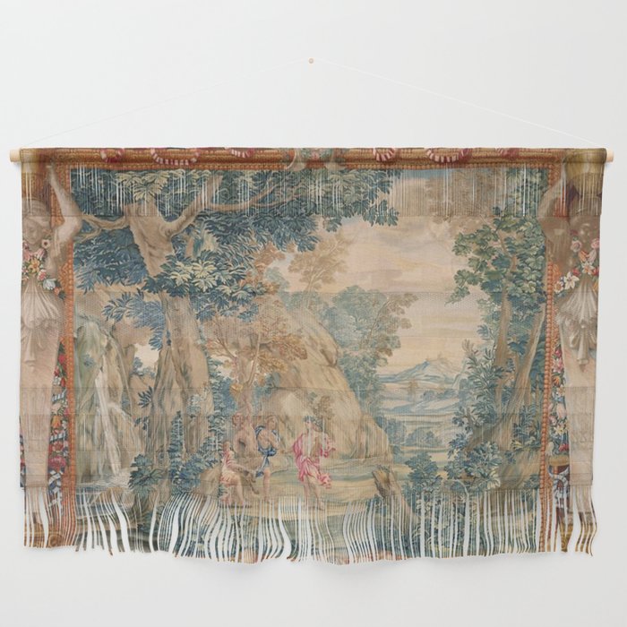 Antique 17th Century Romantic Mythological Garden Italian Tapestry Wall Hanging Gallery Image 1