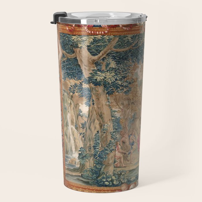 Antique 17th Century Romantic Mythological Garden Italian Tapestry Travel Mug Gallery Image 3