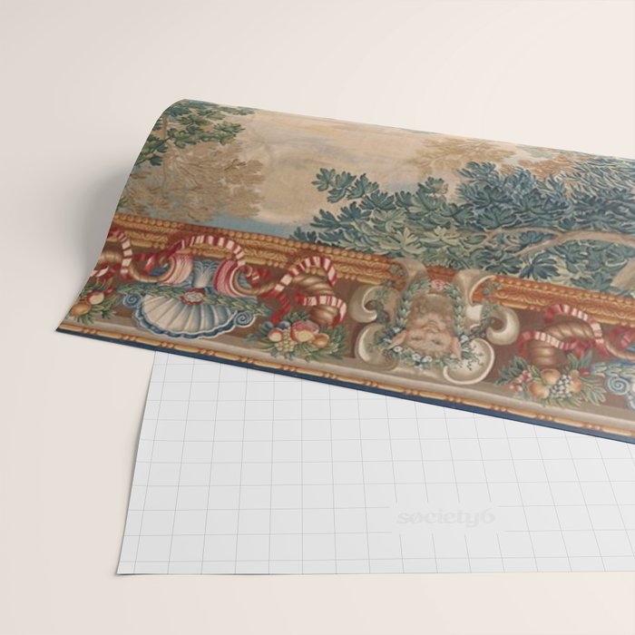 Antique 17th Century Romantic Mythological Garden Italian Tapestry Wrapping Paper Gallery Image 2