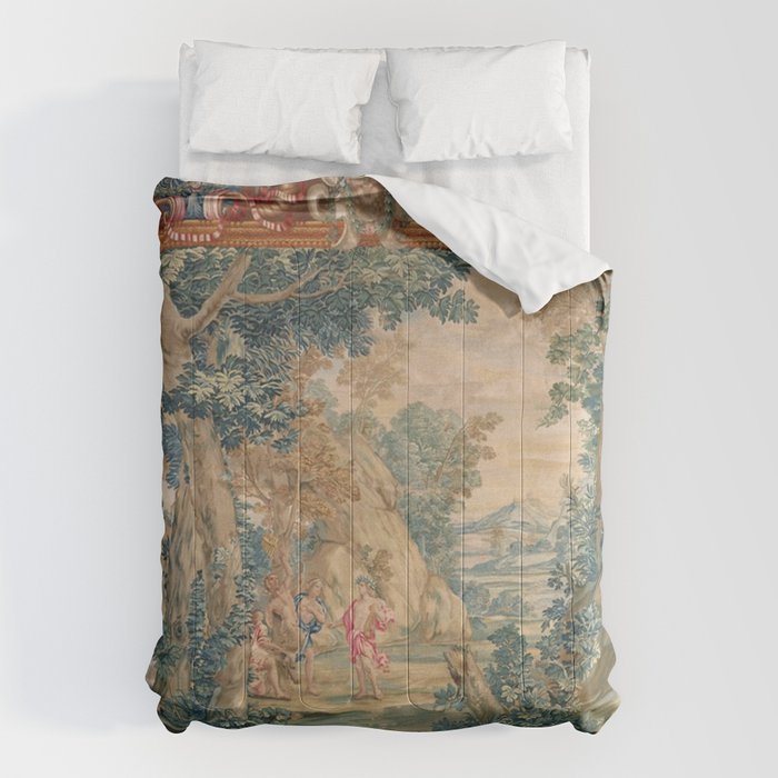 Antique 17th Century Romantic Mythological Garden Italian Tapestry Comforter Gallery Image 6