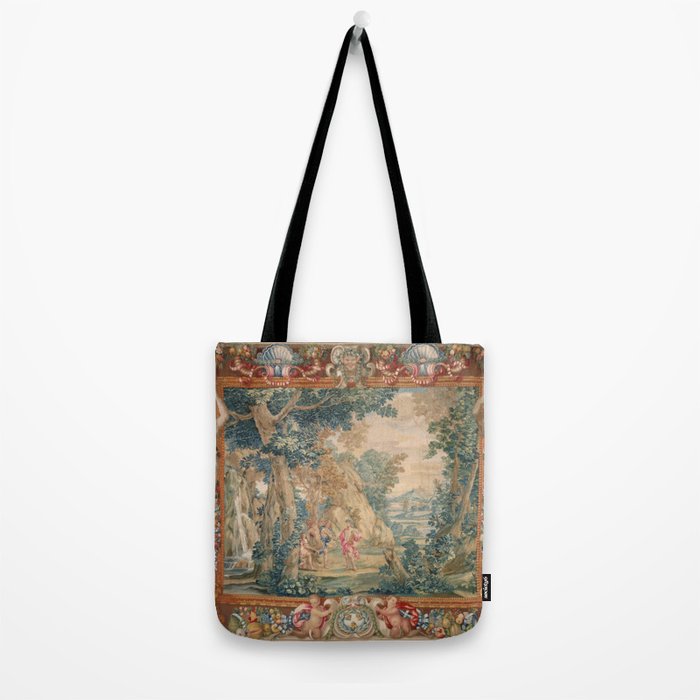 Antique 17th Century Romantic Mythological Garden Italian Tapestry Tote Bag Gallery Image 2