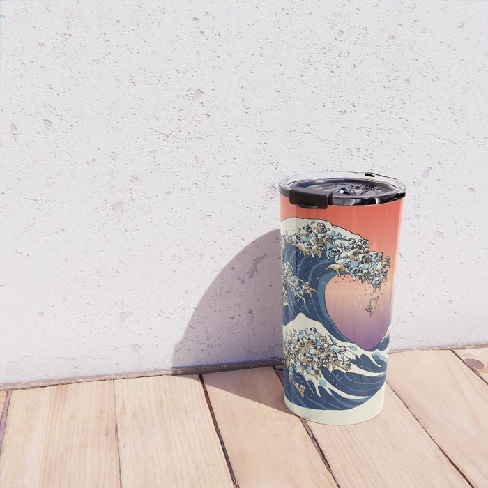 The Great Wave of Pug Travel Mug Gallery Image 4