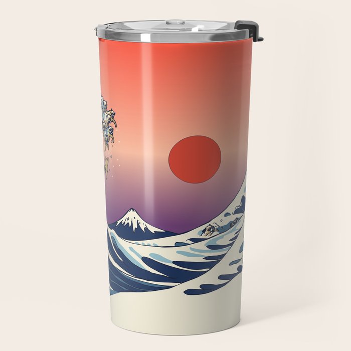 The Great Wave of Pug Travel Mug Gallery Image 2