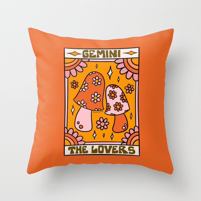Gemini Tarot Card Throw Pillow Gallery Image 6