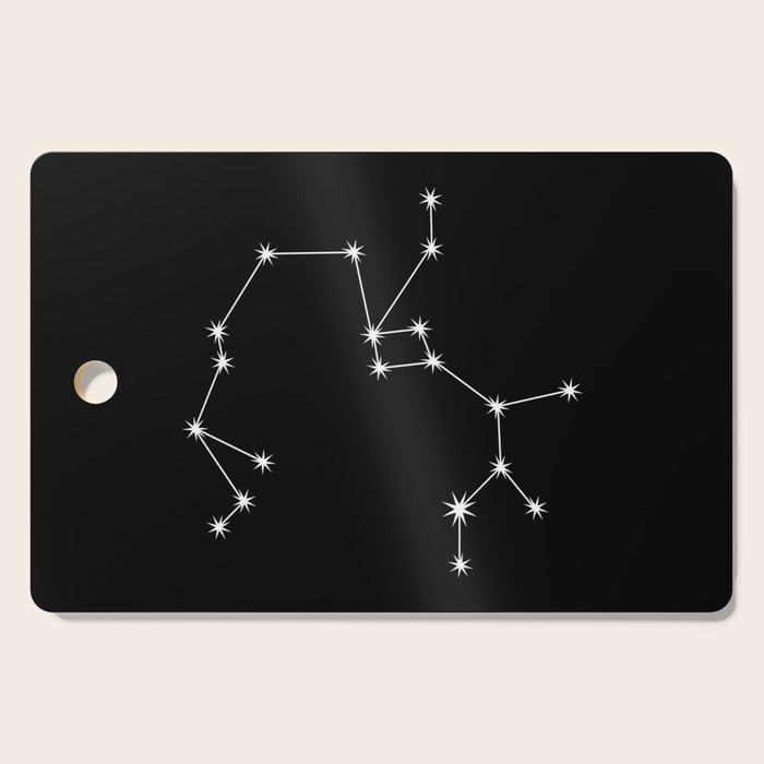 Sagittarius Zodiac Star Constellation Line Art Black Cutting Board Gallery Image 1