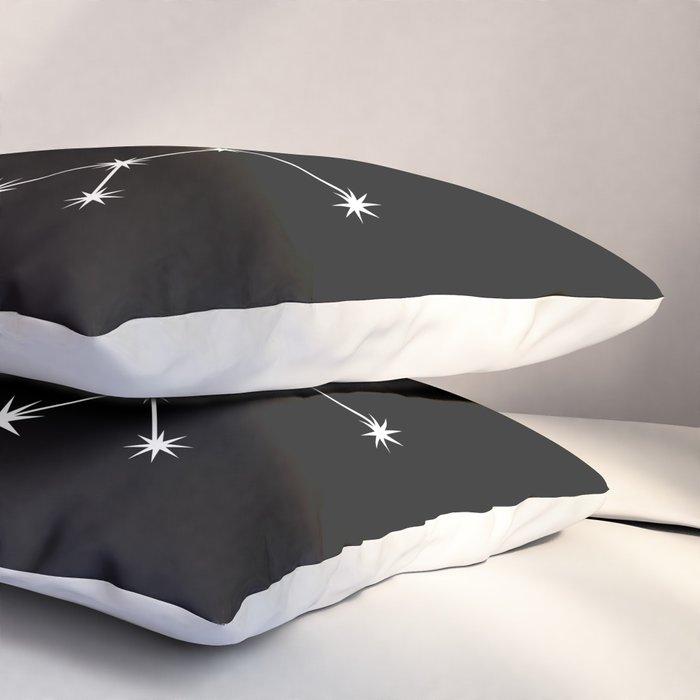 Sagittarius Zodiac Star Constellation Line Art Black Pillow Sham Gallery Image 3