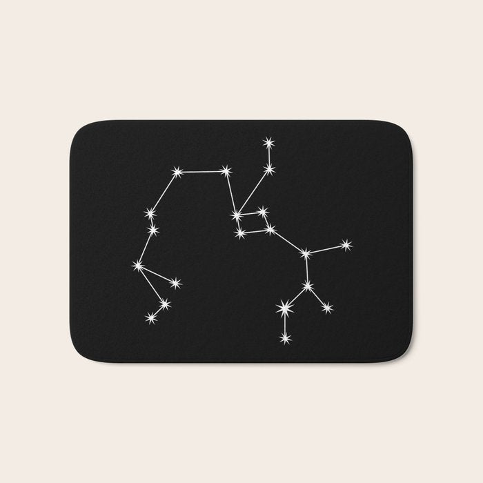 Sagittarius Zodiac Star Constellation Line Art Black Bath Mat Gallery Image 1