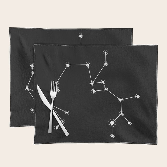 Sagittarius Zodiac Star Constellation Line Art Black Placemat Gallery Image 1