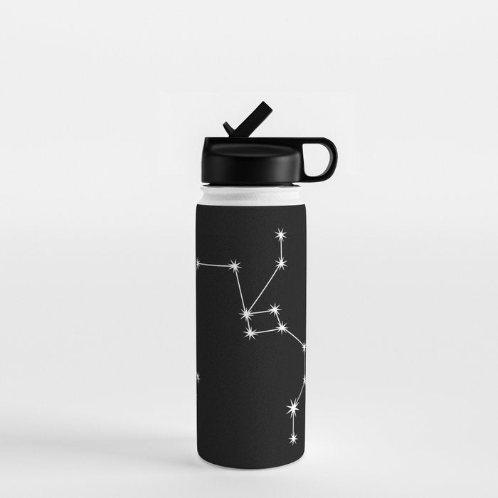 Sagittarius Zodiac Star Constellation Line Art Black Water Bottle Gallery Image 1