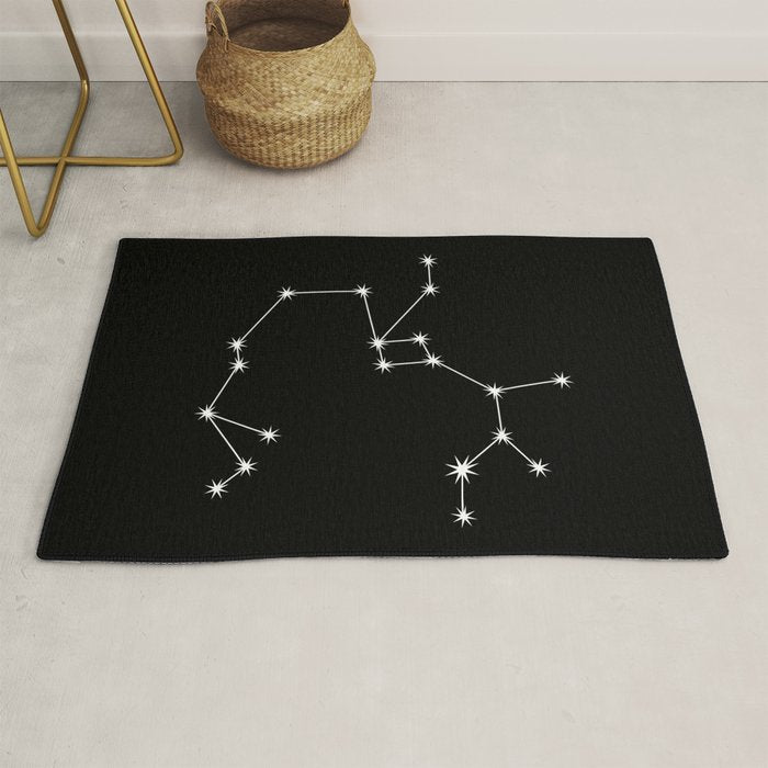 Sagittarius Zodiac Star Constellation Line Art Black Rug Gallery Image 1
