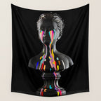 The Girl With Stars In Her Eyes (On Black) Wall Tapestry Gallery Image 4
