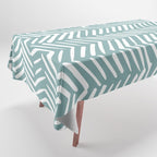 Herringbone, Teal, Boho Art Tablecloth Gallery Image 1