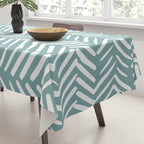 Herringbone, Teal, Boho Art Tablecloth Gallery Image 3