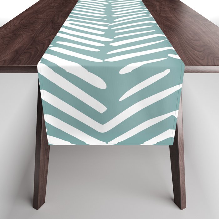 Herringbone, Teal, Boho Art Table Runner Gallery Image 1