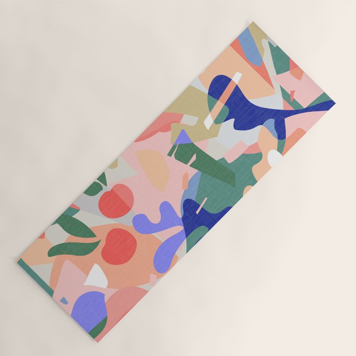 Abstract Fruits and Leaves / Modern Summer Yoga Mat Gallery Image 1