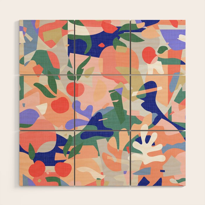 Abstract Fruits and Leaves / Modern Summer Wood Wall Art Gallery Image 1