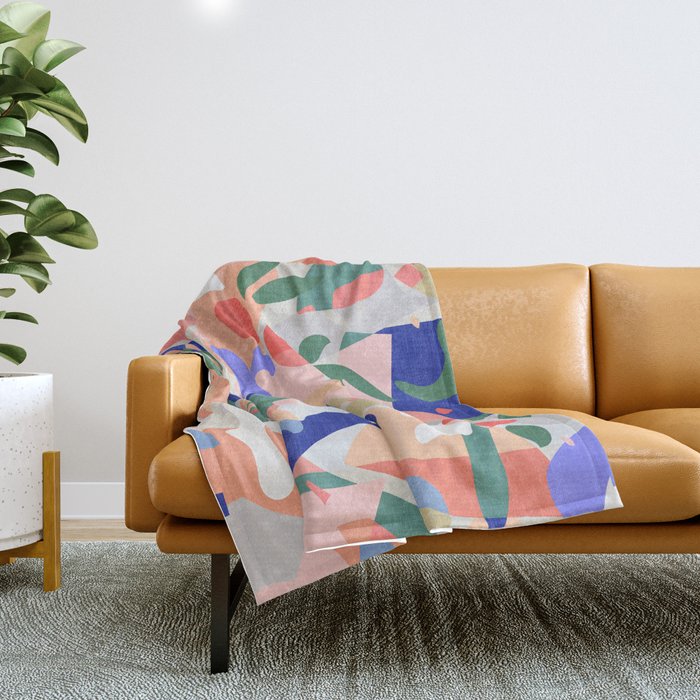 Abstract Fruits and Leaves / Modern Summer Throw Blanket Gallery Image 1