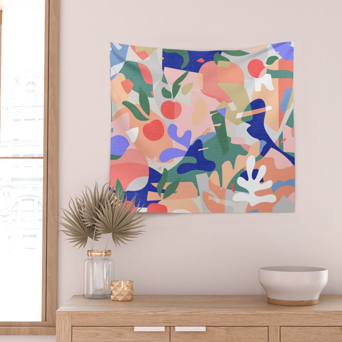 Abstract Fruits and Leaves / Modern Summer Wall Tapestry Gallery Image 2