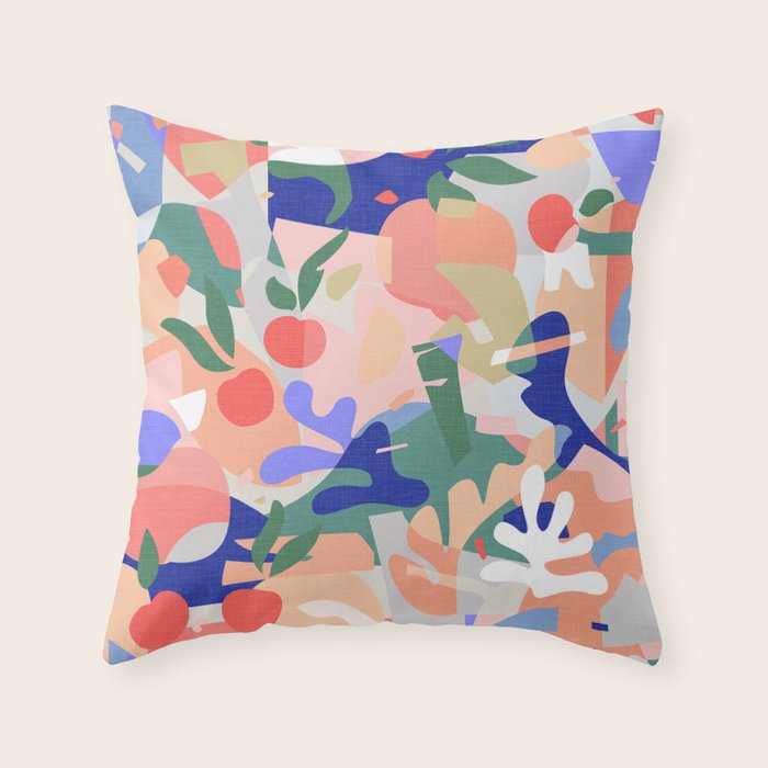 Abstract Fruits and Leaves / Modern Summer Throw Pillow Gallery Image 1
