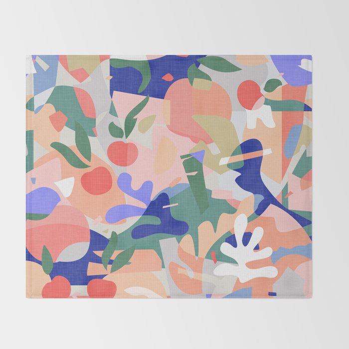 Abstract Fruits and Leaves / Modern Summer Throw Blanket Gallery Image 2
