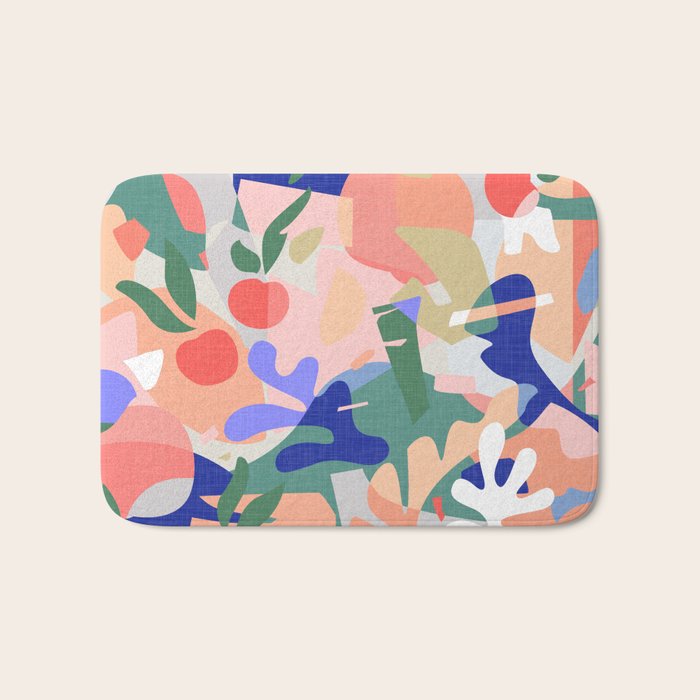 Abstract Fruits and Leaves / Modern Summer Bath Mat Gallery Image 1
